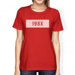 198X Women's Red Short Sleeve T Shirt Cute Graphic Design Tee